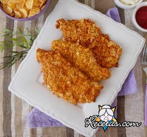Pechuga de pollo con copos de maíz