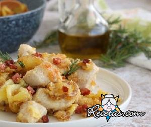 Pechugas de pollo con patatas y jamón