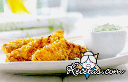 Pinchos de pollo con mayonesa de rúc...