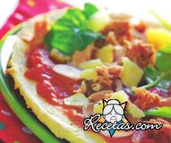 Pizza con atún, cebolla y doble ques...