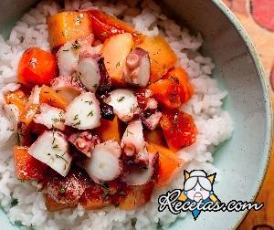 Poke de pulpo y papaya