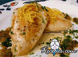 Pollo frito al limón y ajo