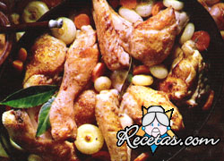 Pollo sobre lecho de cebollas