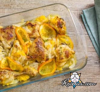 Pollo al horno con naranja e hinojo