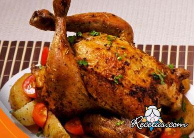 Pollo aromático al coñac