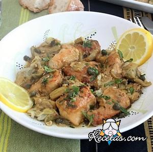 Pollo con alcachofas