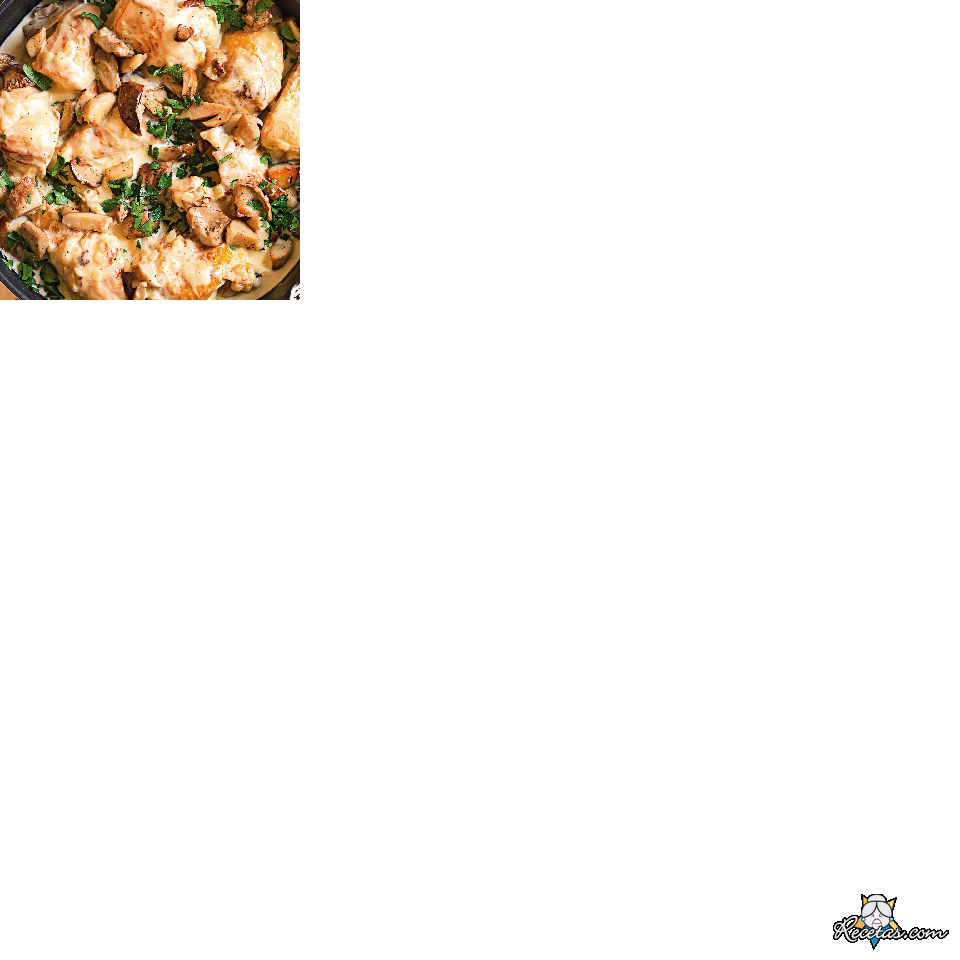 Pollo con nata y champiñones