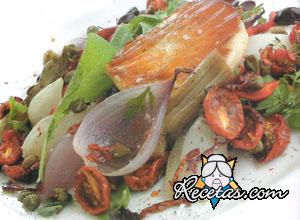 Queso de cabra dorado con verduras asadas