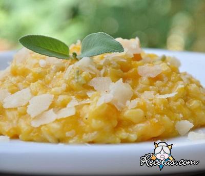 Risotto de calabaza con salsa de gorgonzola dulce