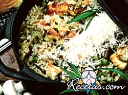 Risotto de pollo al estragón