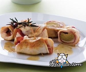 Rollitos de pollo con alcachofas