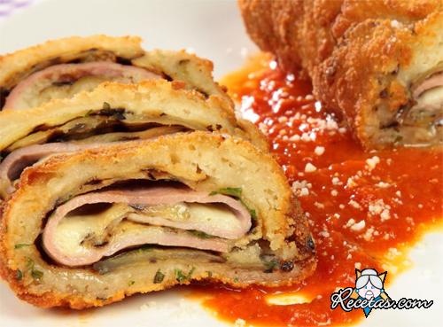 Rollo empanado de berenjenas