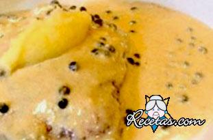 Solomillo de ternera a la pimienta verde