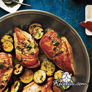 Supremas de pollo con calabacines