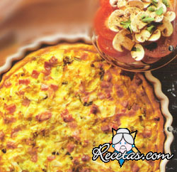 Tarta de puerros y jamón