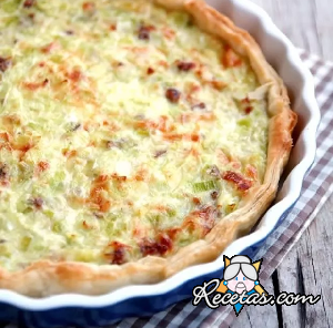 Tarta de puerros y nueces