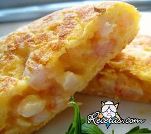 Tortilla de patatas con gambas